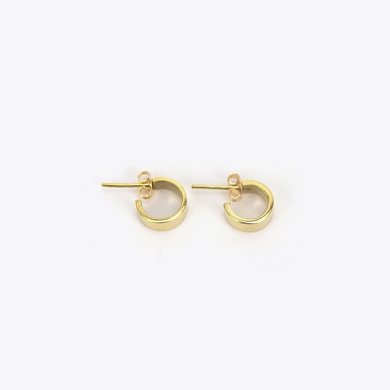 Nisolo Upcycled Brass Huggie Small Hoop Post Earring | Oscea Sustainable Gifts for Her
