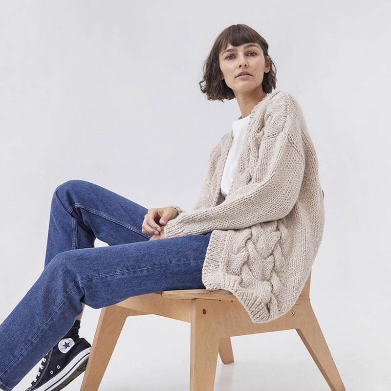 The Knotty Ones Twisted Erik: Beige Wool Cardigan | Oscea Sustainable Gifts for Her